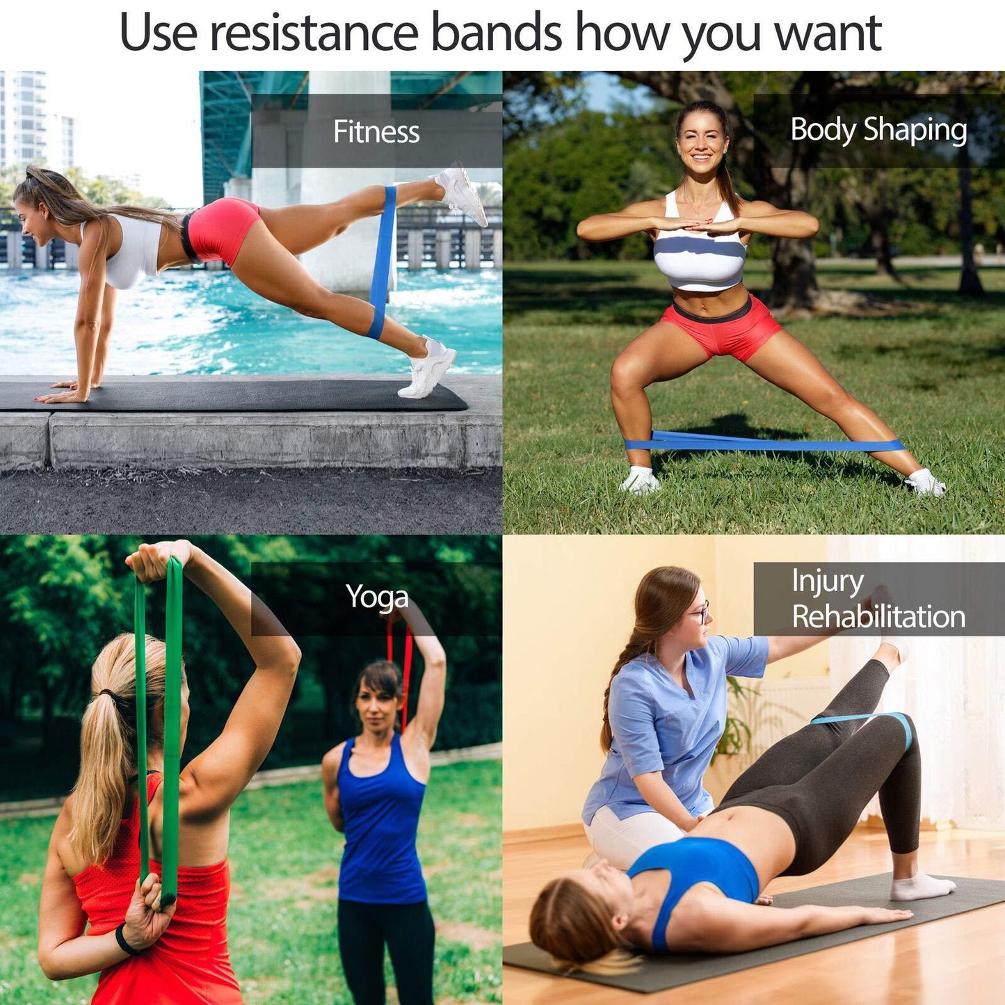 Resistance Loop Bands Exercise Set Fitness Workout Stretch Elastic